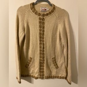 Womens The Alpaca Connection Handmade In Peru Zip-Up Cardigan Tan‎ Size XXL